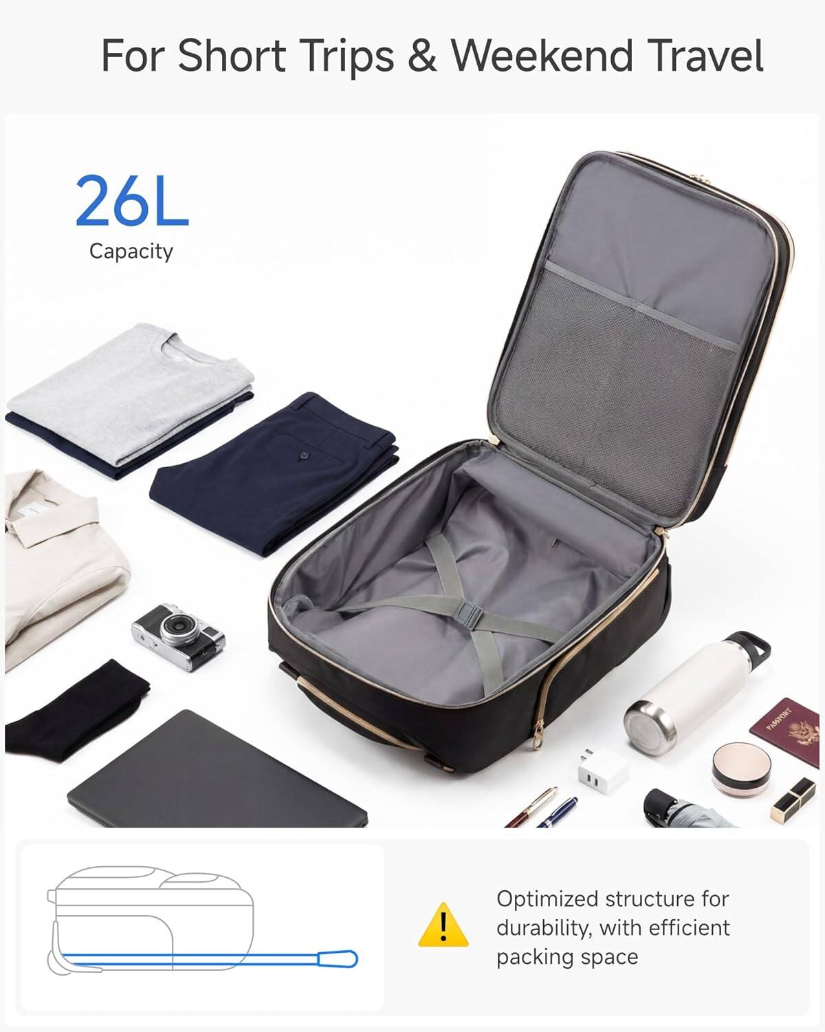 LUGGEX 16 Inch Underseat Carry On Luggage with Wheels,Softside