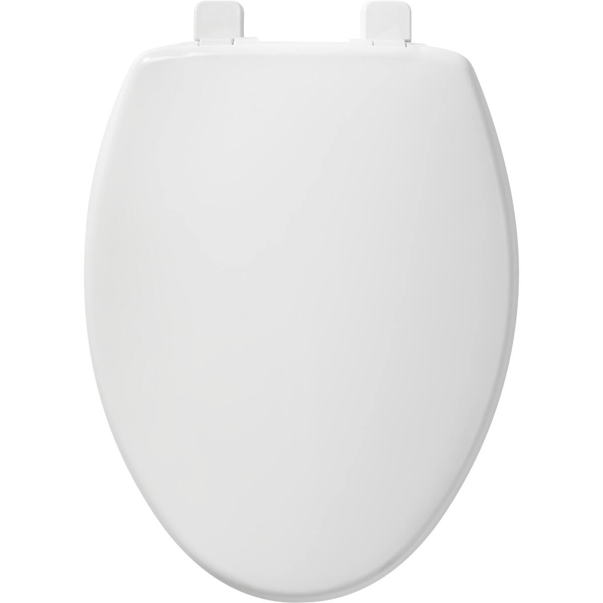 Angle. BEMIS - Bemis Elongated Hospitality Plastic Toilet Seat in White with STA-TITE Seat Fastening System and WhisperClose Hinge - White.