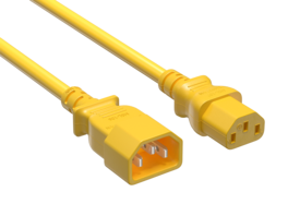 Cable Leader - Power Extension Cord, IEC C13 to C14 Fully Molded, 18 AWG 10A 250V for PDU, UPS, Monitor, Desktop PC - Yellow
