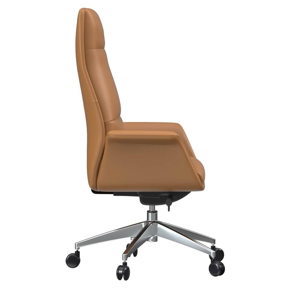 Alt View 1. LeisureMod - Summit High-Back Swivel Leather in Metal Frame Office Desk Chair with Adjustable Height, Tilt & Plush Cushion - Acorn Brown.