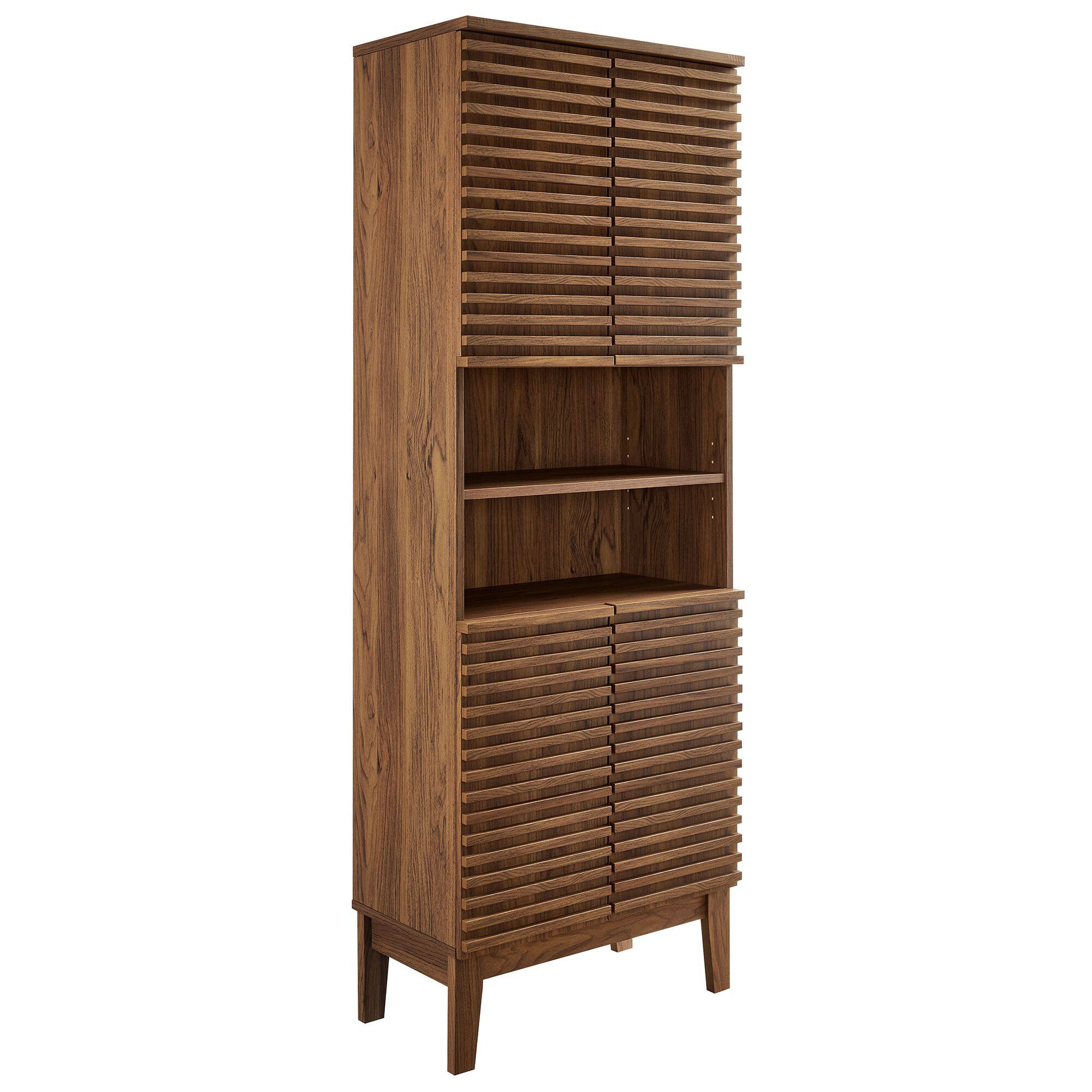 Angle. Modway - Render Tall Bathroom Storage Cabinet by Modway - Walnut.