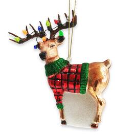OrnamentallyYou - Festive Reindeer Glass Christmas Ornament Figurine - Multi-colored