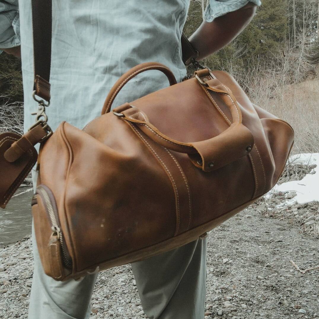 Alt View 6. Steel Horse Leather - The Dagny Weekender | Large Leather Duffle Bag - Dark Brown.