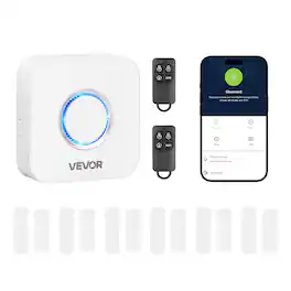 VEVOR - Door Chime, DC 12V, Wireless Door Open Contact Sensor Alarm Chime with 656 ft Range, Remote Control with App - White