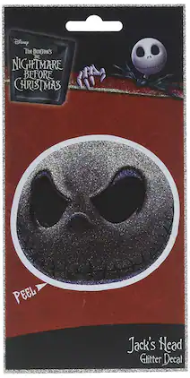 Disney - Nightmare Before Christmas Jack Face 4 x 8 Inch Glitter Decal - Black/White