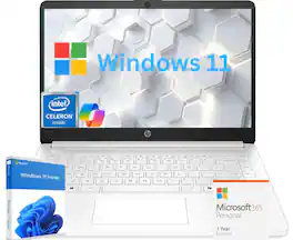 HP - 14'' Laptop-Intel N4500 Processor-16GB Memory-64GB eMMC-Windows 11 Home - White