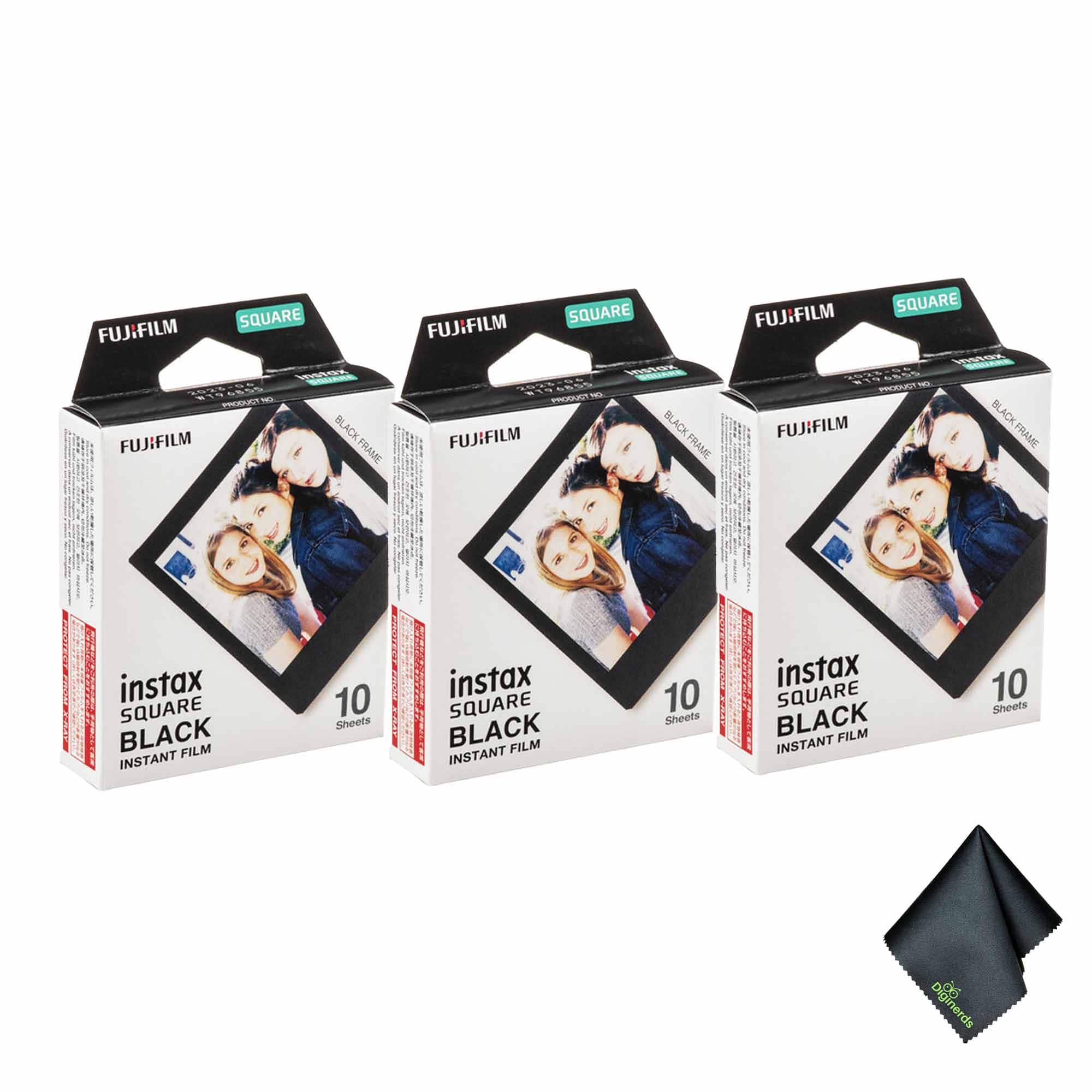 Fujifilm - 3xFUJIFILM INSTAX SQUARE Black Instant Film (10 Exposures), Microfiber Cleaning Cloth, Bundle price history on PriceWatchPro