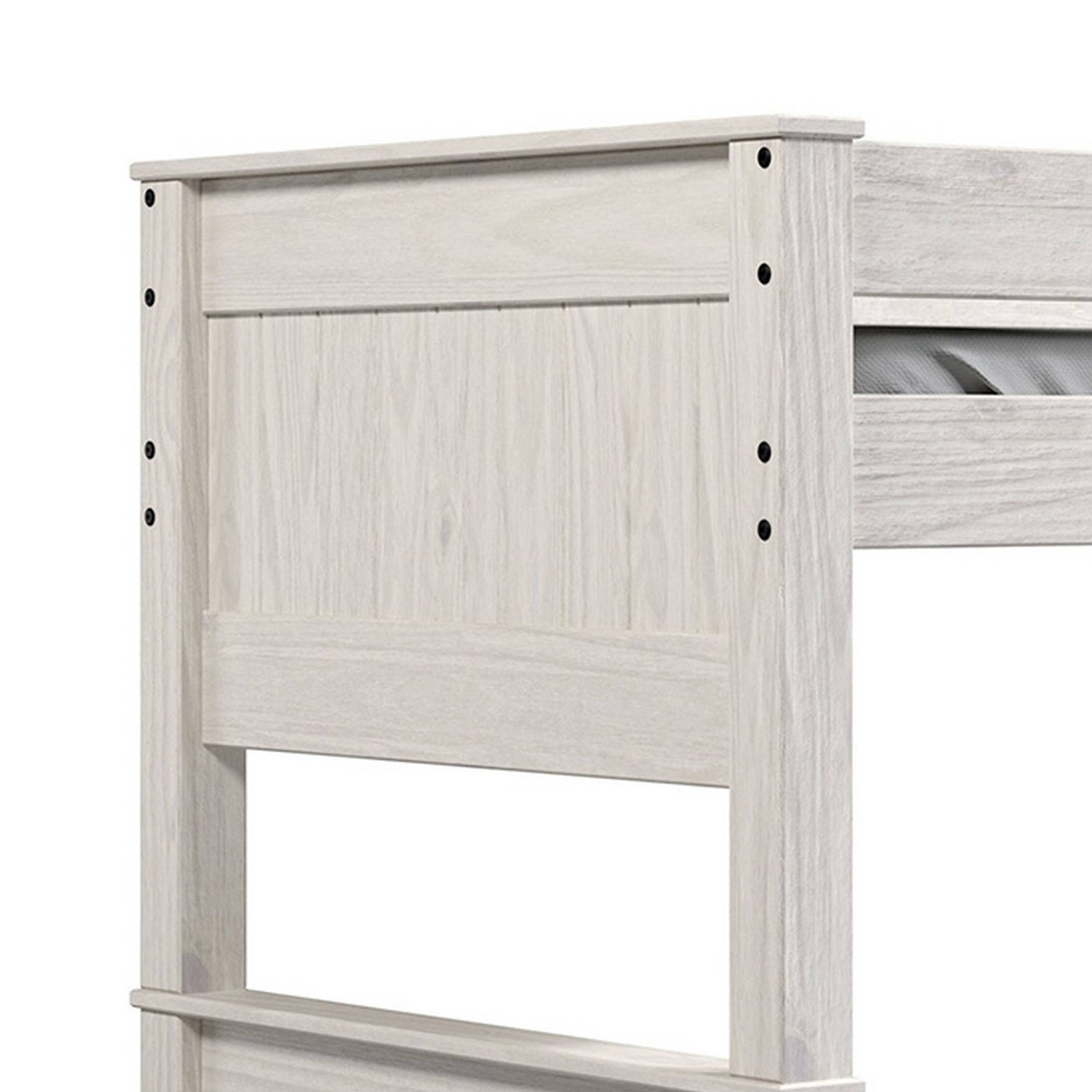Alt View 2. Manhattan Lane - Twin/Twin Bunk Bed with Ladder, Brazilian Pine, Solid Wood, White - White.