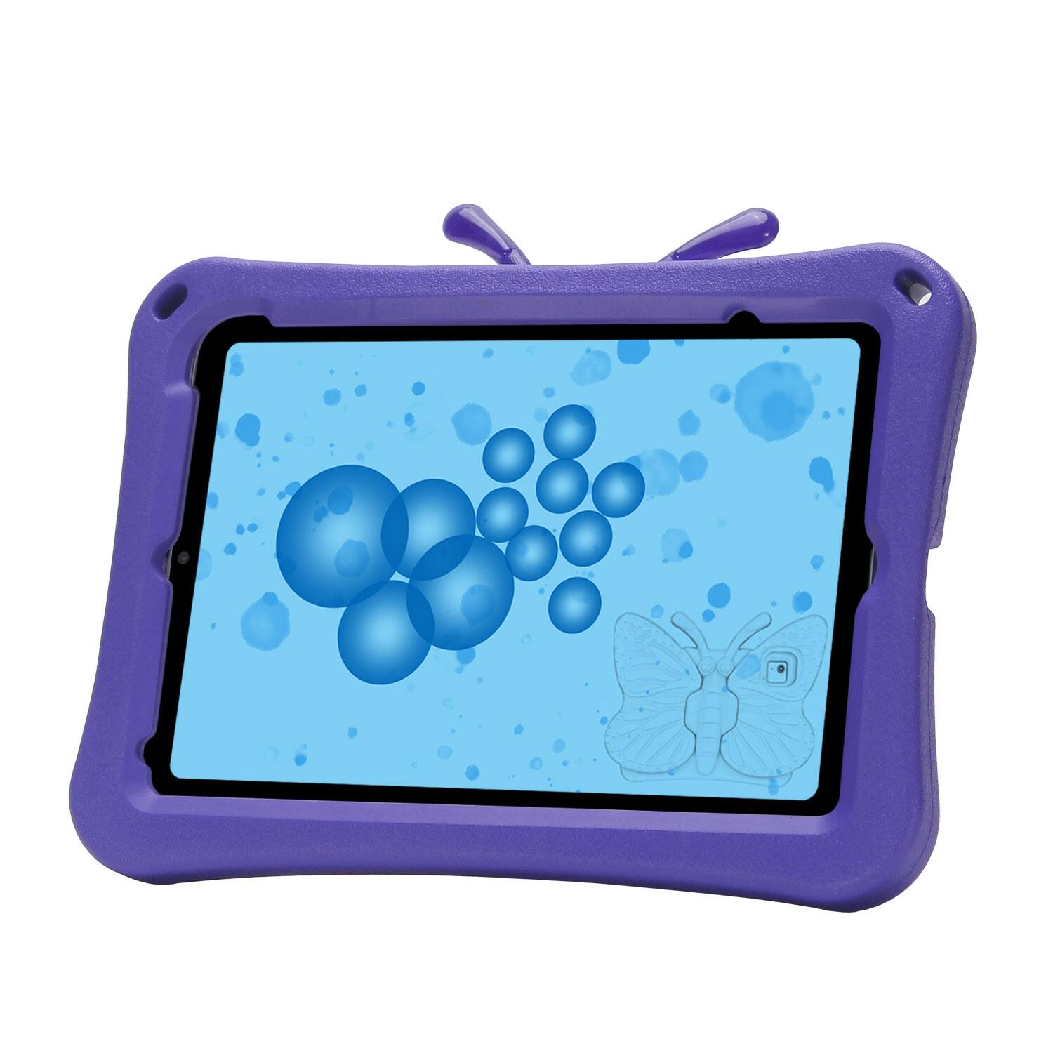 Back. Dteck - Kids Butterfly Case for Apple iPad mini (A17 Pro) 2024 & iPad mini 6th/5th/4th Gen,3D Cartoon EVA Shockproof Stand Cover - Purple.