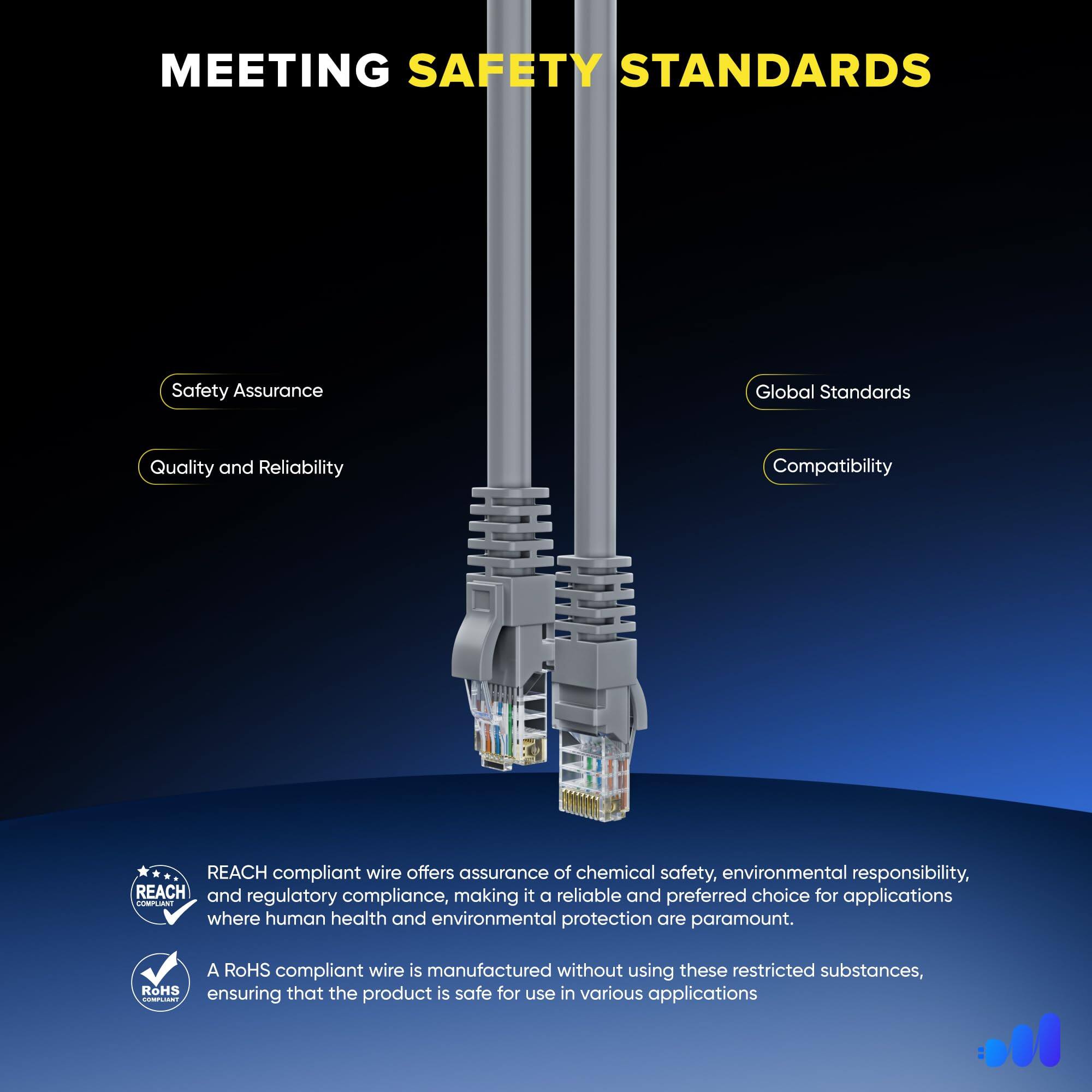 **MEETING SAFETY STANDARDS**

- Safety Assurance
- Quality and Reliability
- Global Standards
- Compatibility

REACH compliant wire offers assurance of chemical safety, environmental responsibility, and regulatory compliance, making it a reliable and preferred choice for applications where human health and environmental protection are paramount.

A RoHS compliant wire is manufactured without using these restricted substances, ensuring that the product is safe for use in various applications.