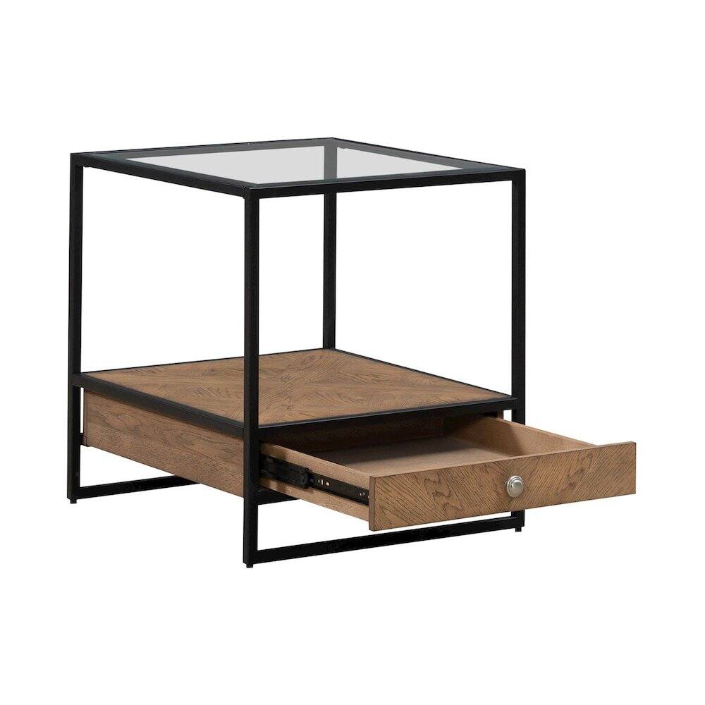 Angle. Liberty Furniture Industries - Bedford Drawer End Table for Living Room - Weathered Oak - Weathered Oak.