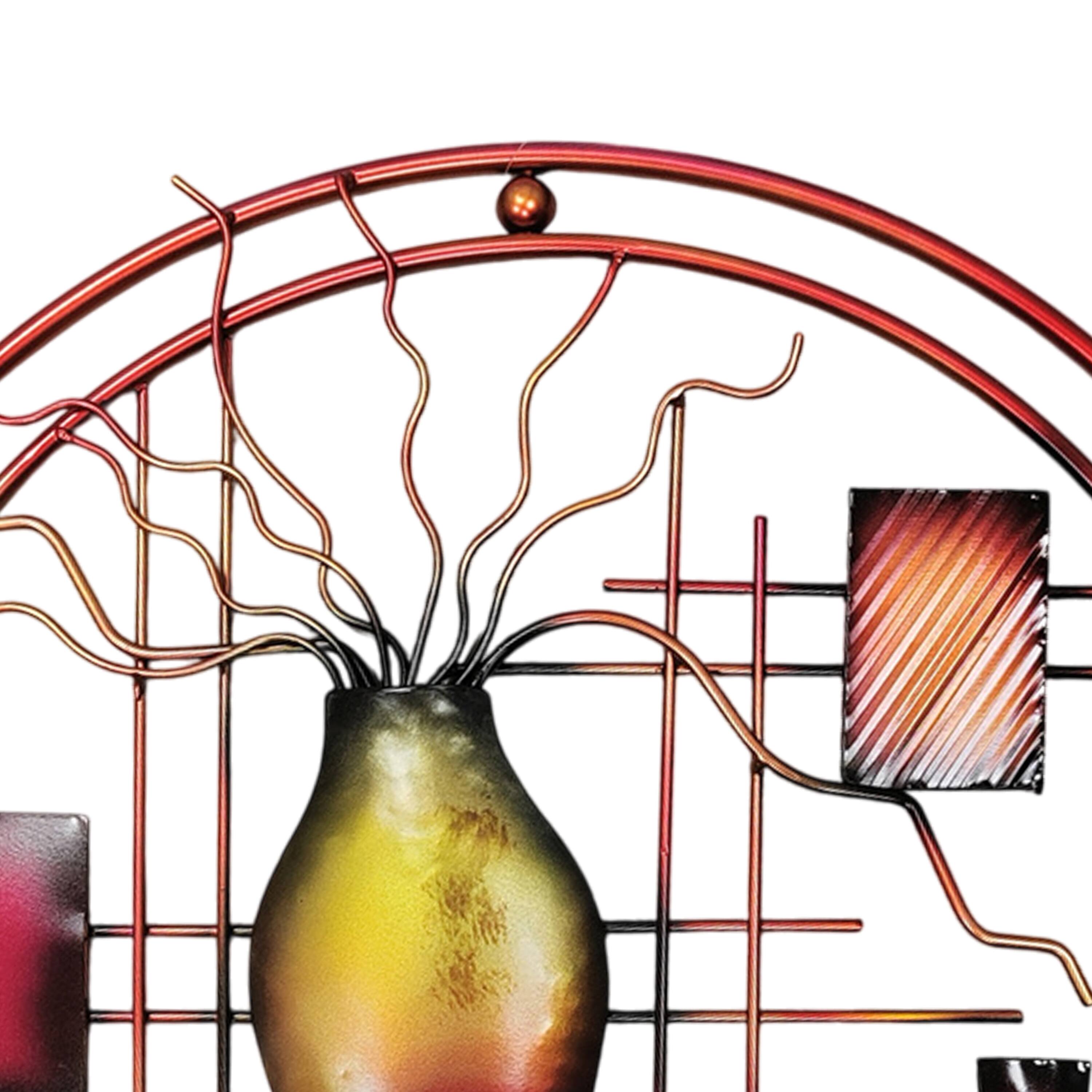 Alt View 1. Manhattan Lane - 22 Inch Round Metal Wall Decor With Vase - Multicolor.