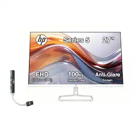 HP - Series 5 527sa 27" FHD IPS Monitor, Flicker Free, Anti-Glare, VGA, HDMI & DKZ Hub,1 Pack - White/Silver
