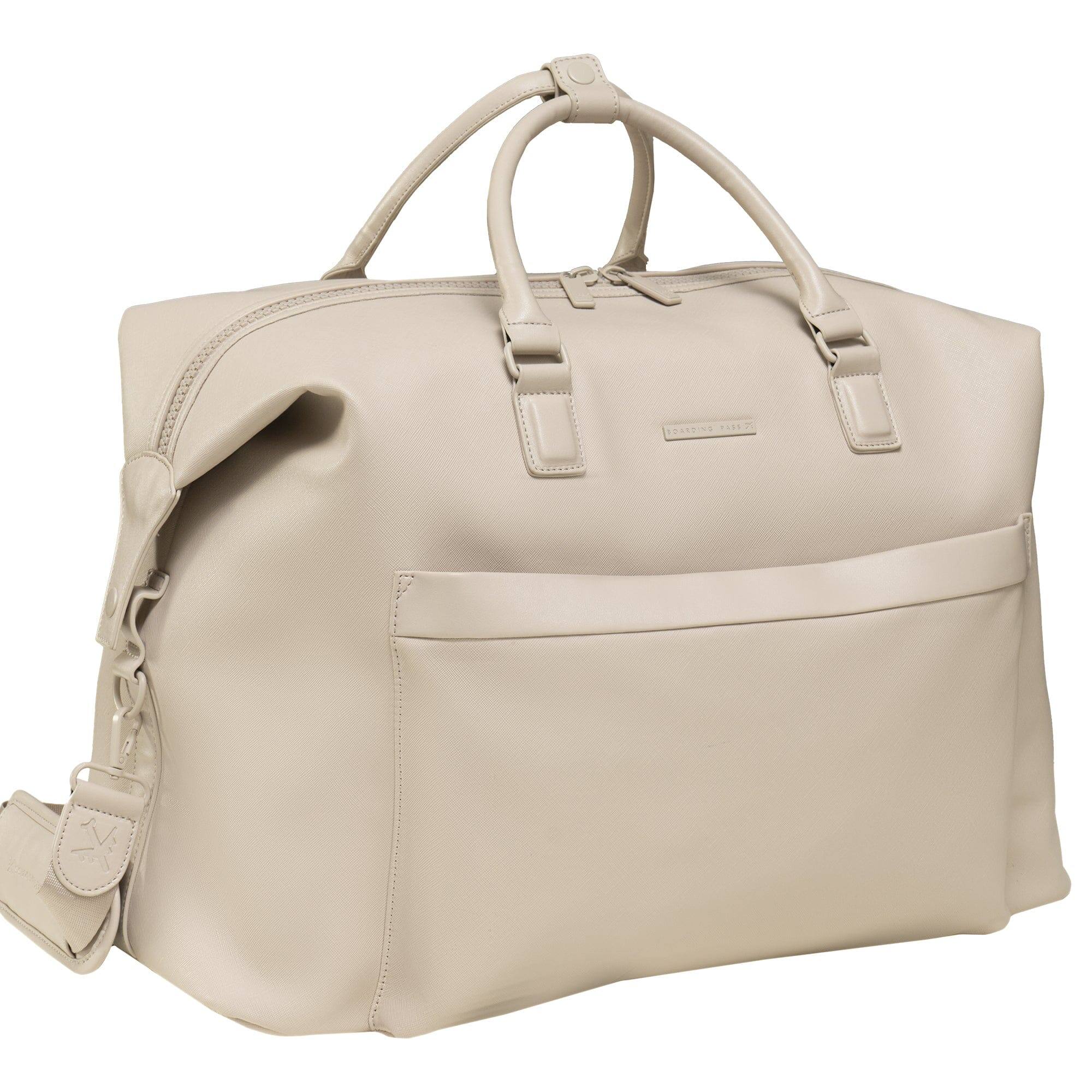 Boarding Pass - Santorini Vegan Saffiano Leather Duffel - 019-IVORY