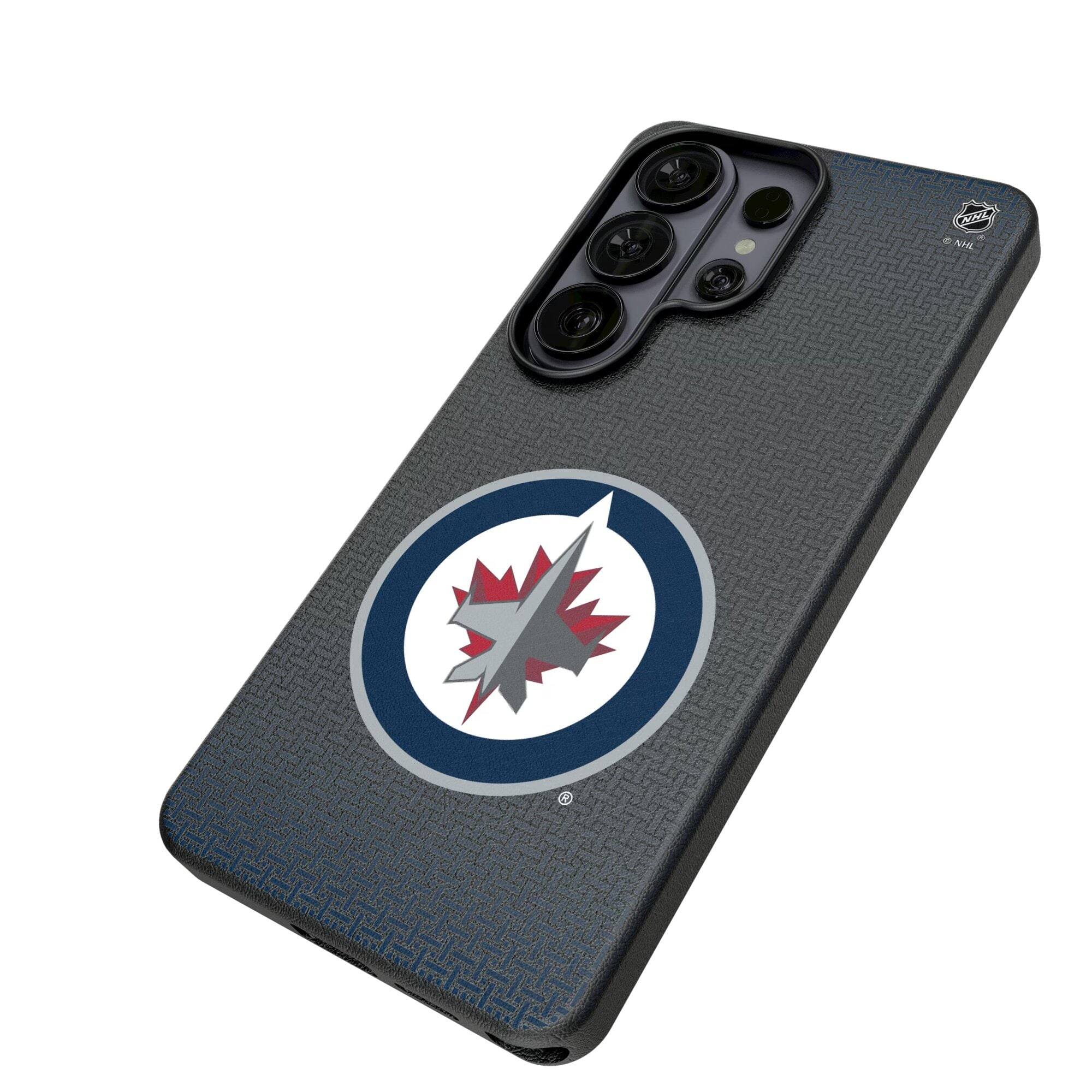 Alt View 1. Keyscaper - Winnipeg Jets Linen Galaxy Magnetic Bump Case - S24 Ultra - Black.
