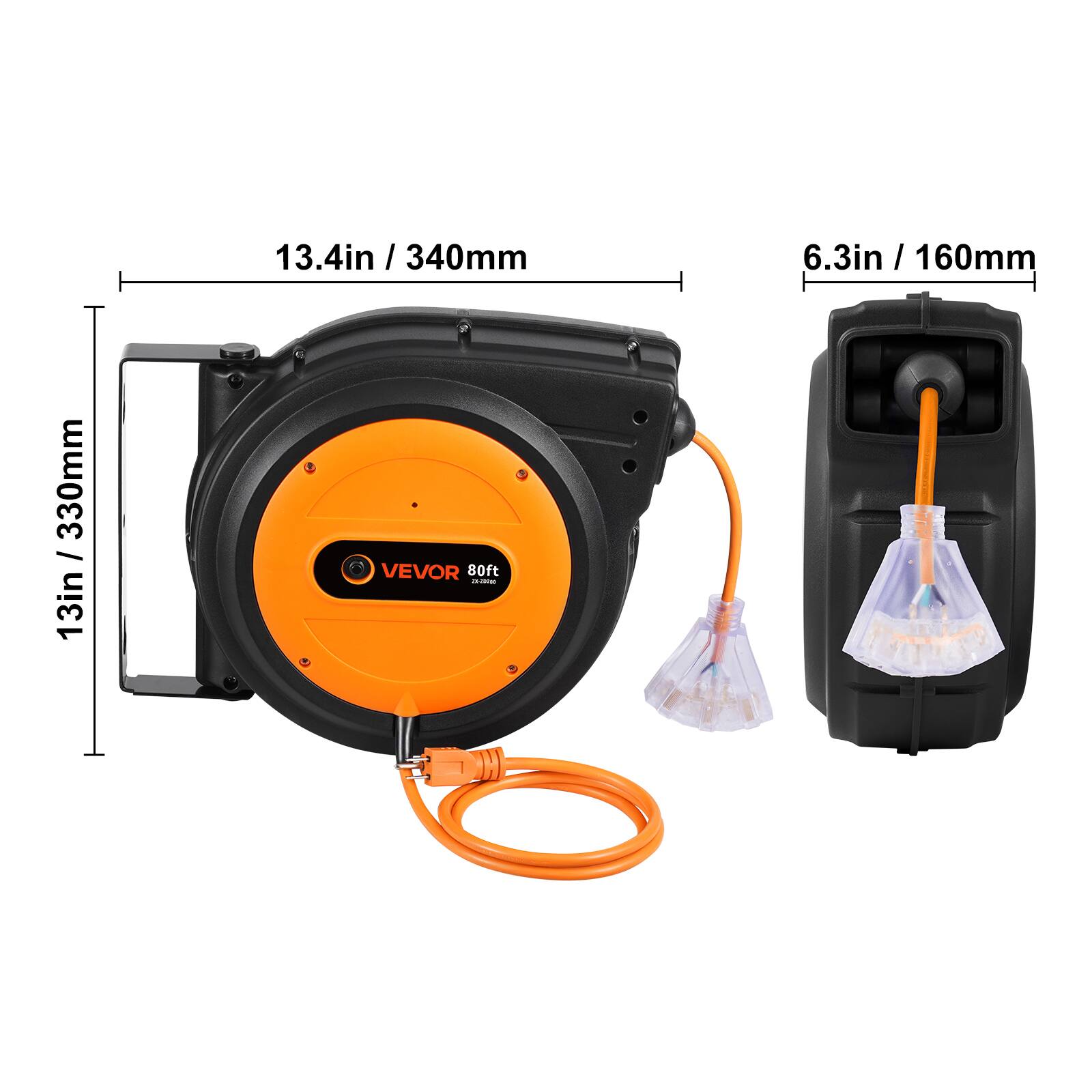 13in / 330mm  
13.4in / 340mm  
6.3in / 160mm  
VEVOR 80ft