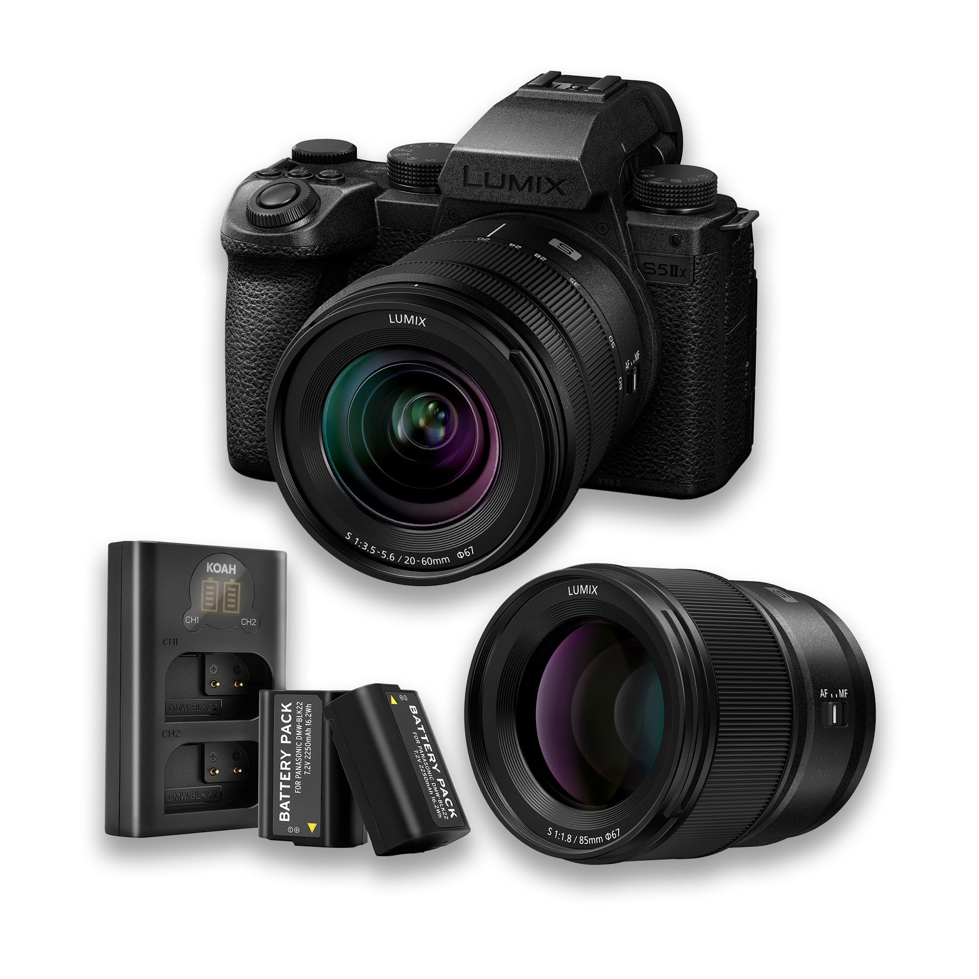 Panasonic - Lumix S5 IIX Mirrorless Camera with 20-60mm & 85mm f/1.8 L-Mount Lens Bundle