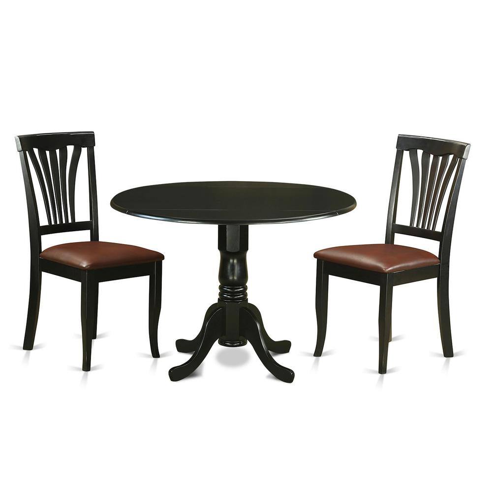 Back. East West Furniture - 3 Pc Kitchen nook Dining set-Dining Table and 2 Dining Chairs - Black.