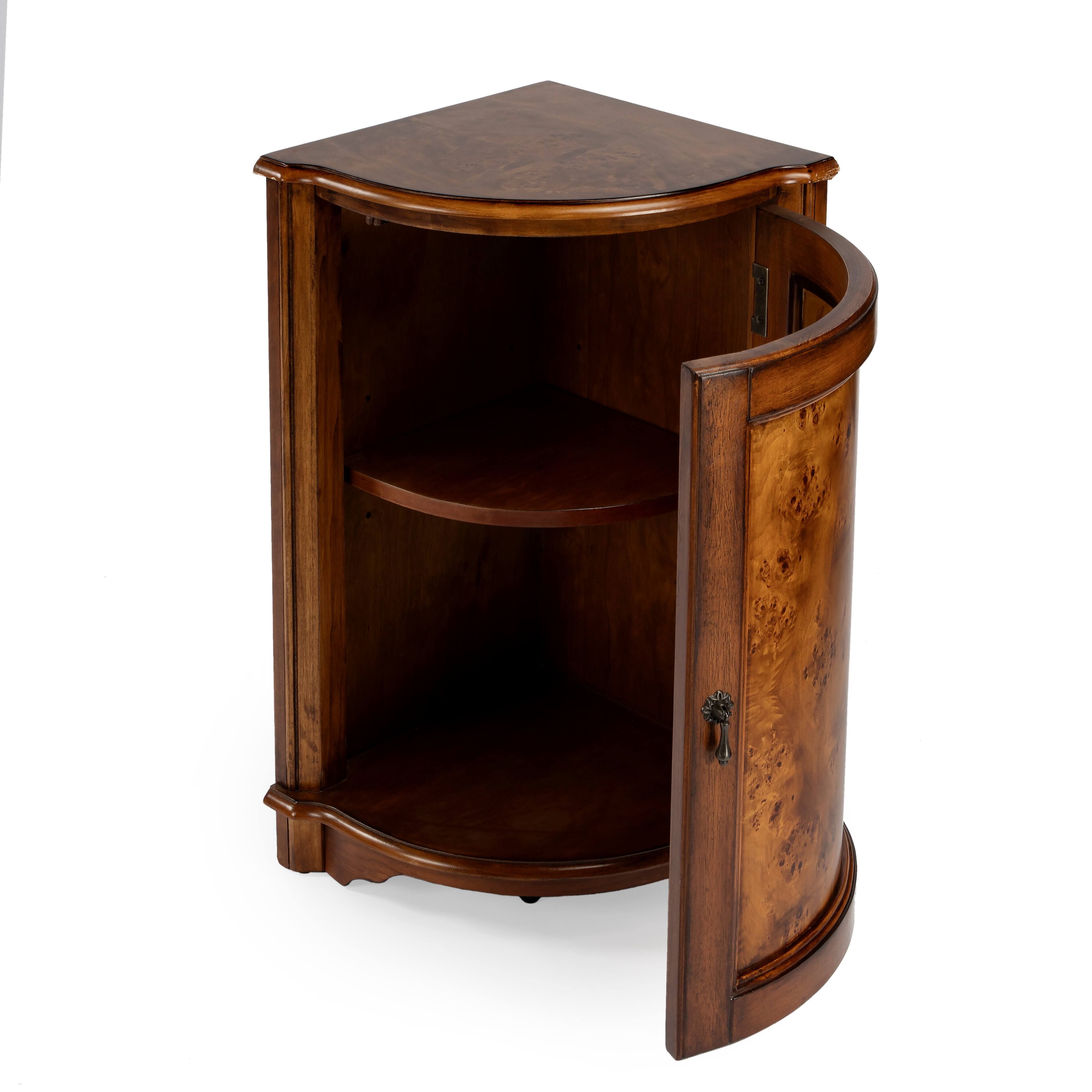Alt View 1. Butler Specialty - Durham 22.75 in. W Triangular Wood 1 Door Corner Cabinet - Medium Brown.