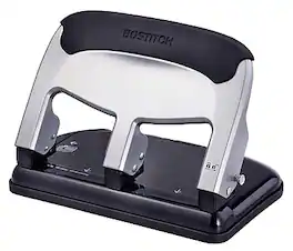 Bostitch - EZ Squeeze 3-Hole Punch, 40 Sheet Capacity - Silver/Black