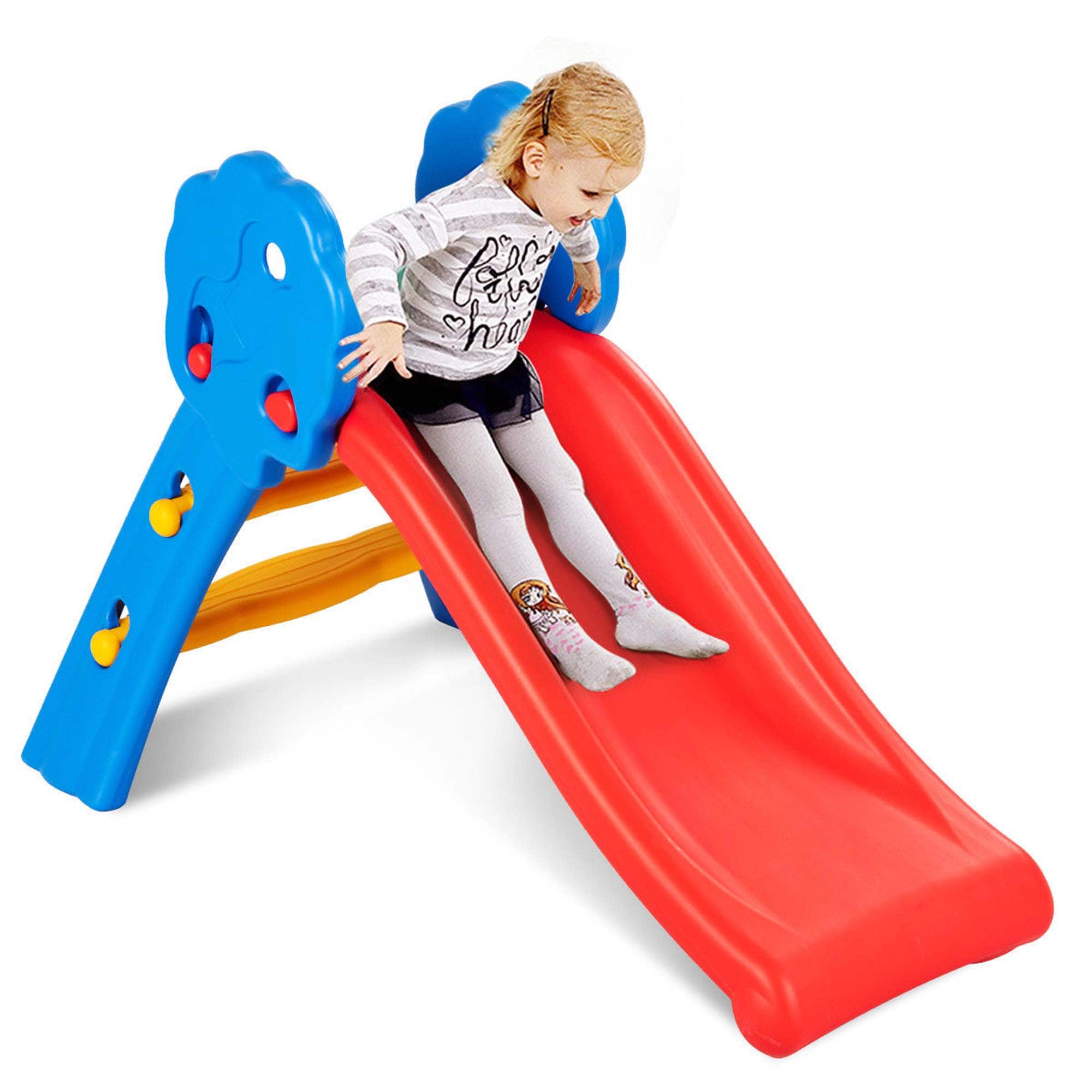 Costway - Children Kids Junior Folding Climber Play Slide Indoor Outdoor Toy Easy Store - Multicolor