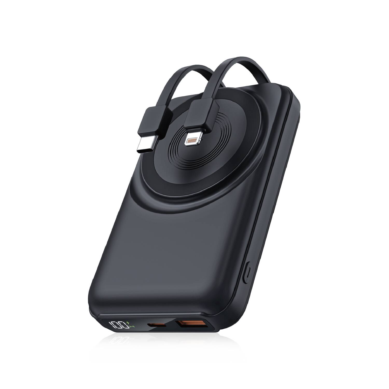 Front. OTM Essentials - OTM Essentials Mag Safe Compatible Power Bank w/Cables, Black - Black.