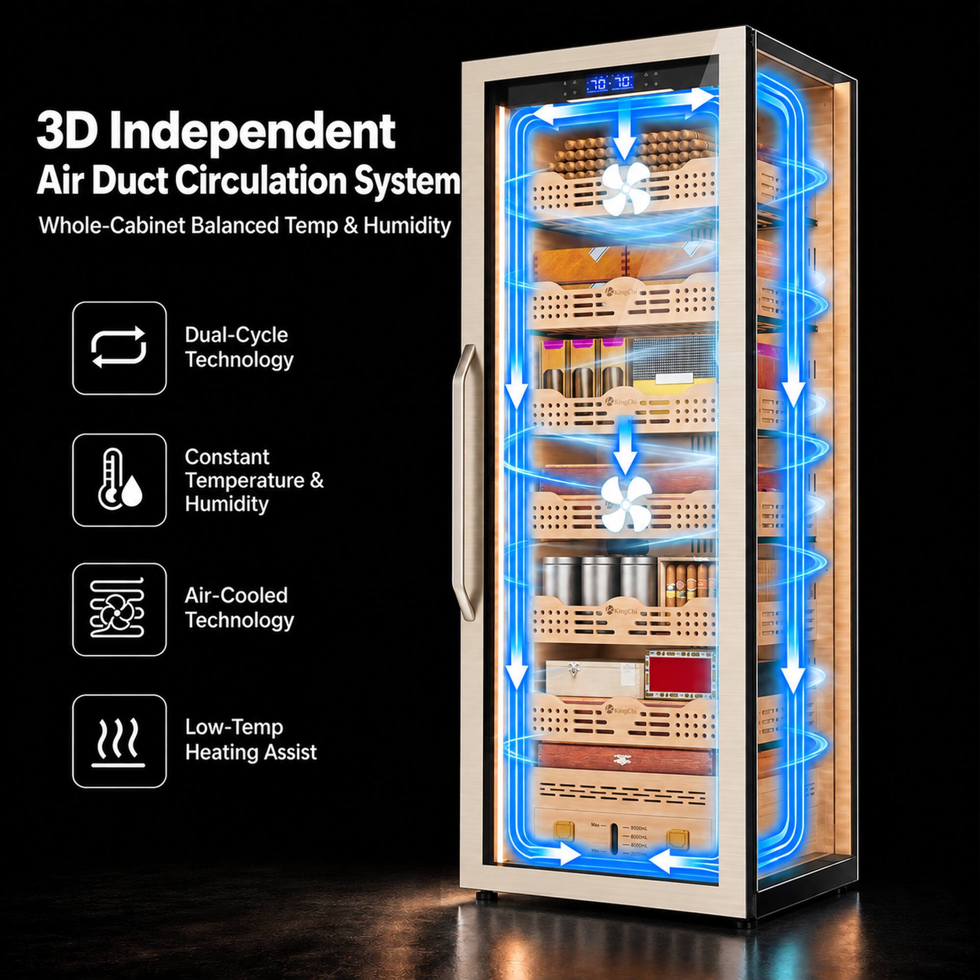KingChii Pro 338L Smart Compressor Cigar Humidor Cabinet , Glass Door ...