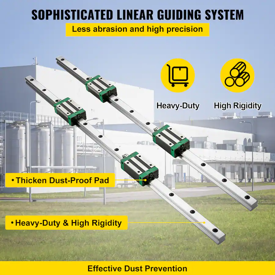 VEVOR Linear Guide Rail 2Pcs HGR20 1500mm Linear Slide Rail with 1Pcs ...