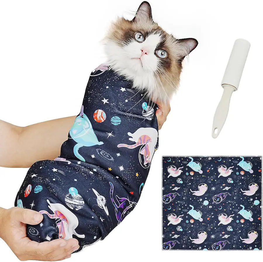 Supet Cat Wrap for Cutting Nails 2025 Self Adherent Cat Grooming Wrap