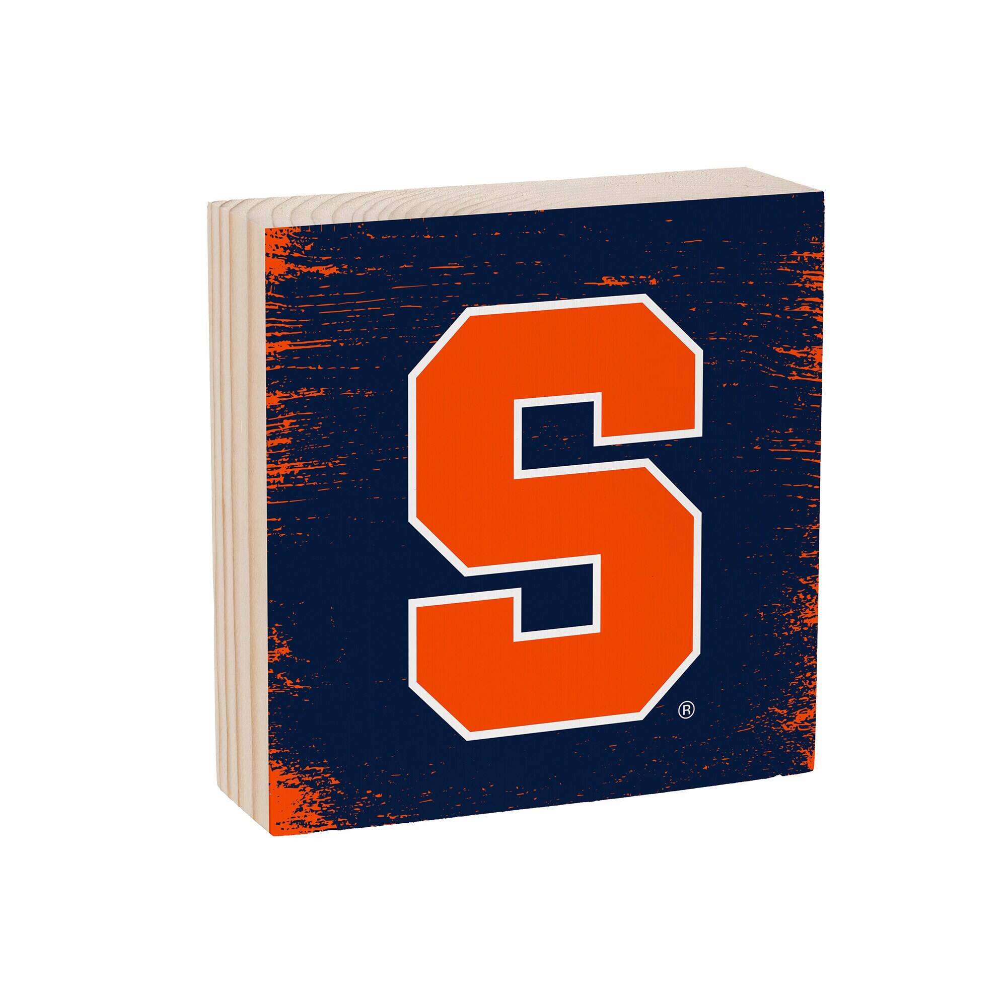 Alt View 1. Evergreen Enterprises - Syracuse Orange 6" Square Fan Chant Wood Block Shelf Sign - Multicolor.