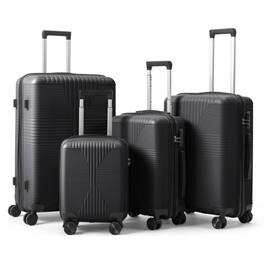 Winado - 16"/20"/24"/28" Carry on 4 Piece PP Hardside Luggage Suitcase Set with Built-in Lock Spinner Wheels for Travel Business - Black
