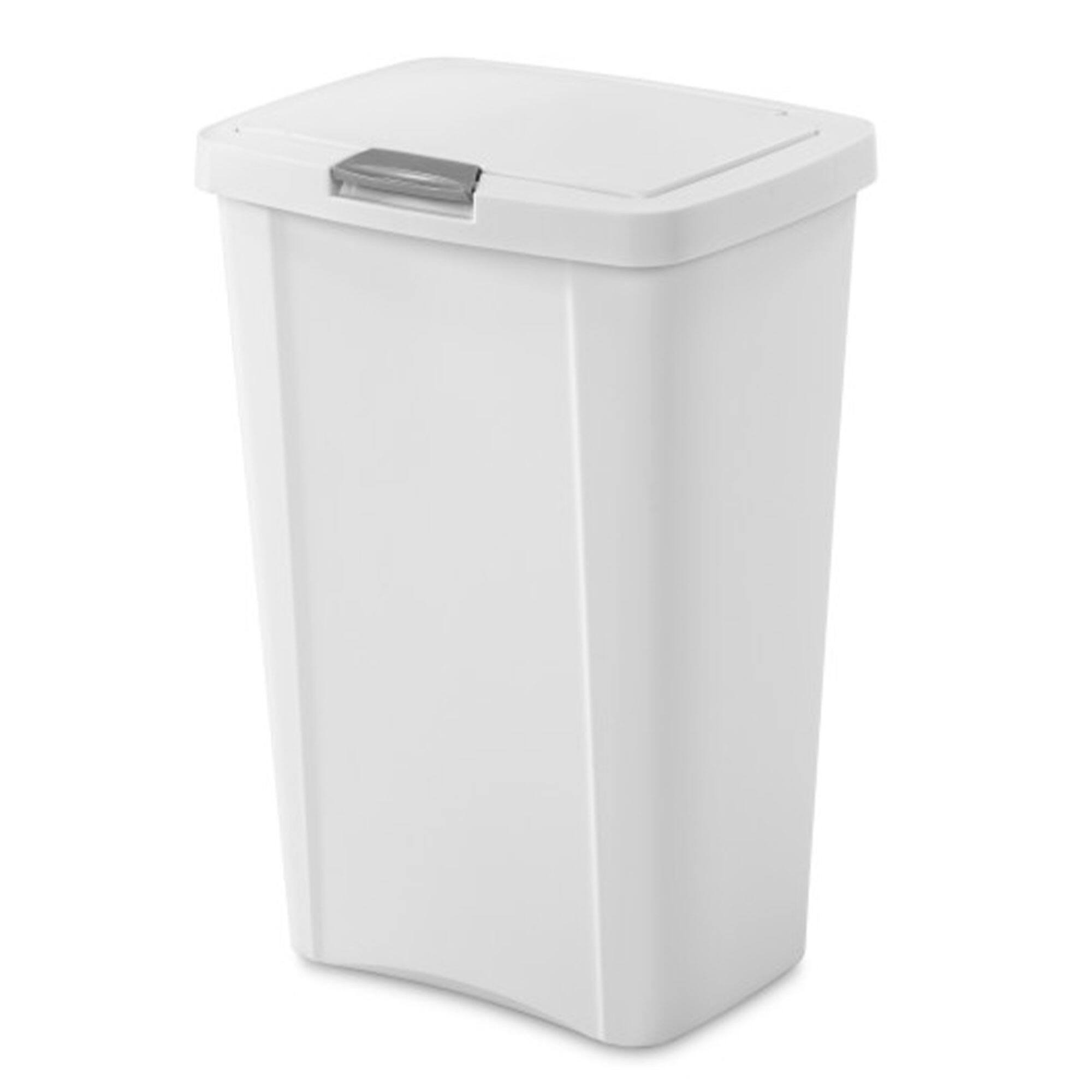Alt View 8. Sterilite - Sterilite 13 Gallon TouchTop Wastebasket with Titanium Latch, White (4 Pack) - White.