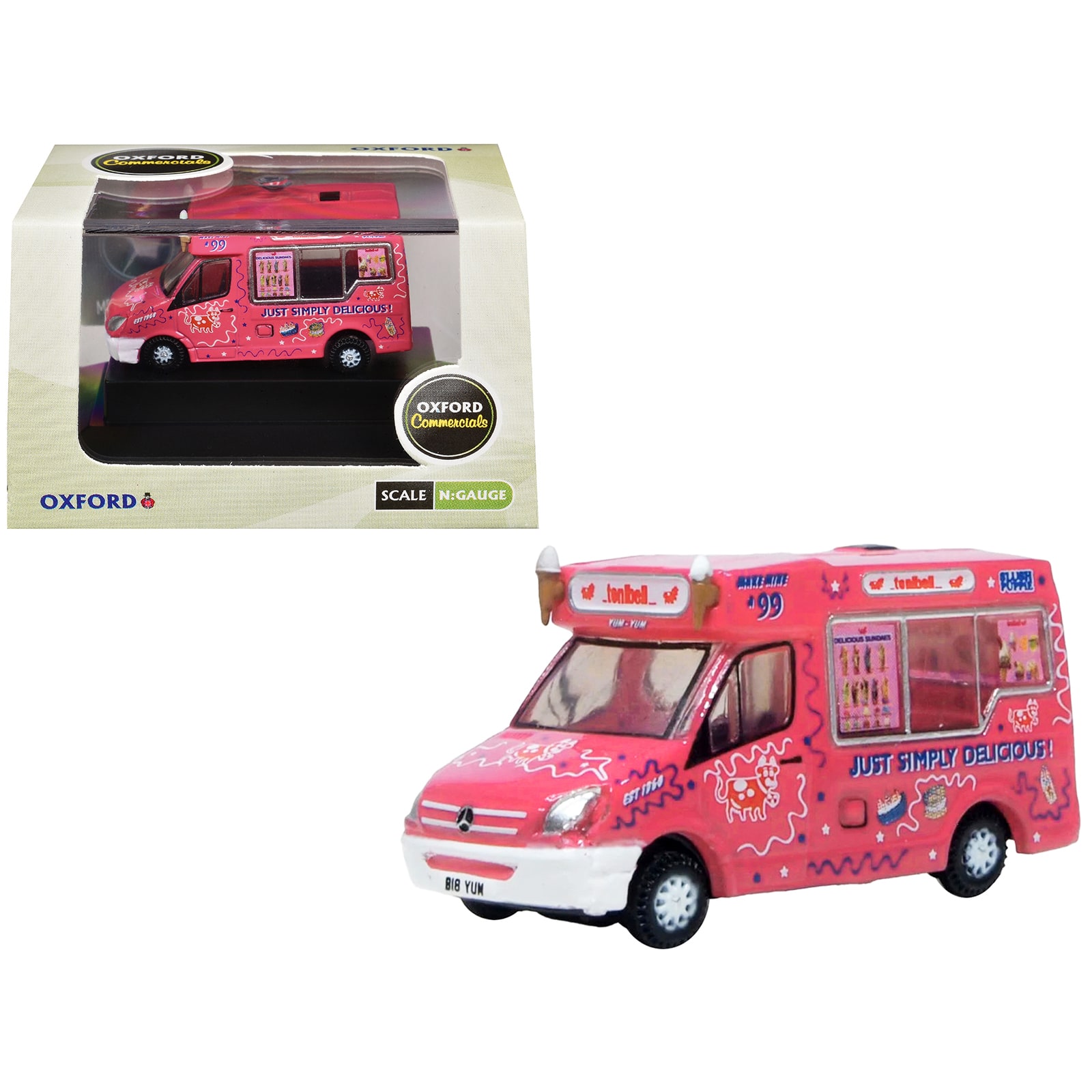 "Whitby Mondial Ice Cream Van ""Tonibell"" Pink with Graphics 1/76 (OO) Scale Diecast Model Car by Oxford Diecast" price history on PriceWatchPro