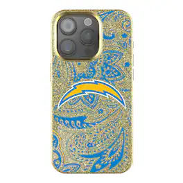 Keyscaper - NFL - Los Angeles Chargers Paisley Bling iPhone Case - 14 - Gold