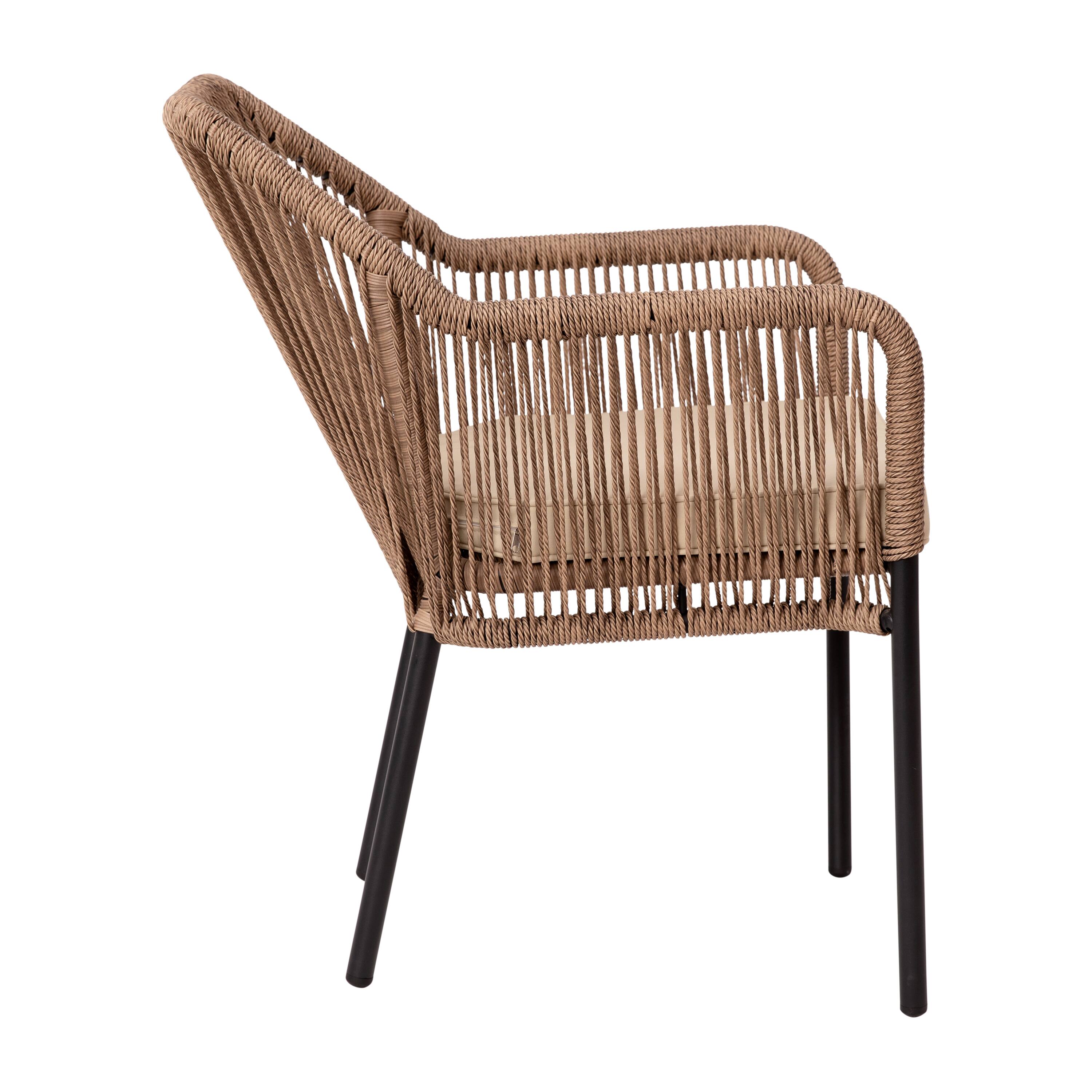 Alt View 7. Emma + Oliver - Talmadge Woven All-Weather Outdoor Two-Piece Club Chair Set with Coordinating Cushions for Porch, Backyard and Patio - Ivory Cushion/Natural Frame.