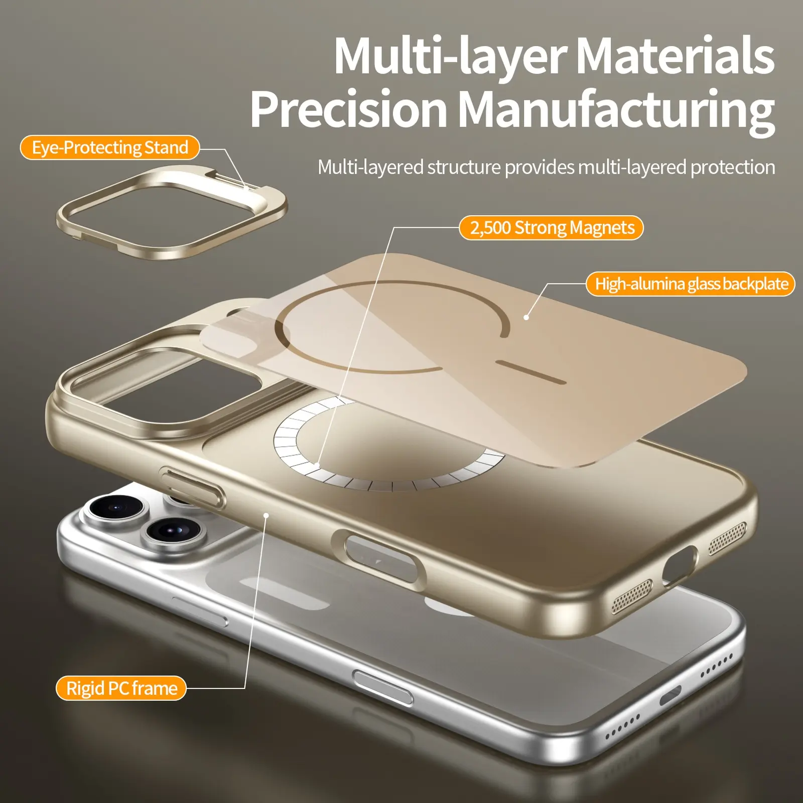 Multi-layer Materials Precision Manufacturing  
Eye-Protecting Stand  
Multi-layered structure provides multi-layered protection  
2,500 Strong Magnets  
High-alumina glass backplate  
Rigid PC frame