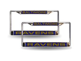Rico Industries - Baltimore Ravens Chrome Metal (Set of 2) Laser Cut License Plate Frames for your car, truck or SUV - Multi