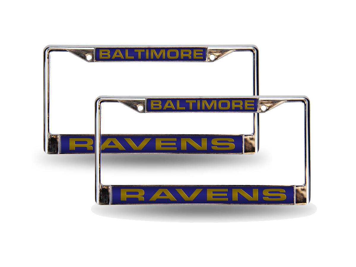 Baltimore Football Ravens Chrome Metal (Set of 2) Laser Cut License Plate Frames for your car, truck or SUV