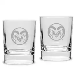 Jardine - Colorado State Rams 2-Piece 11.75oz. Square Double Old Fashioned Glass Set - Multicolor