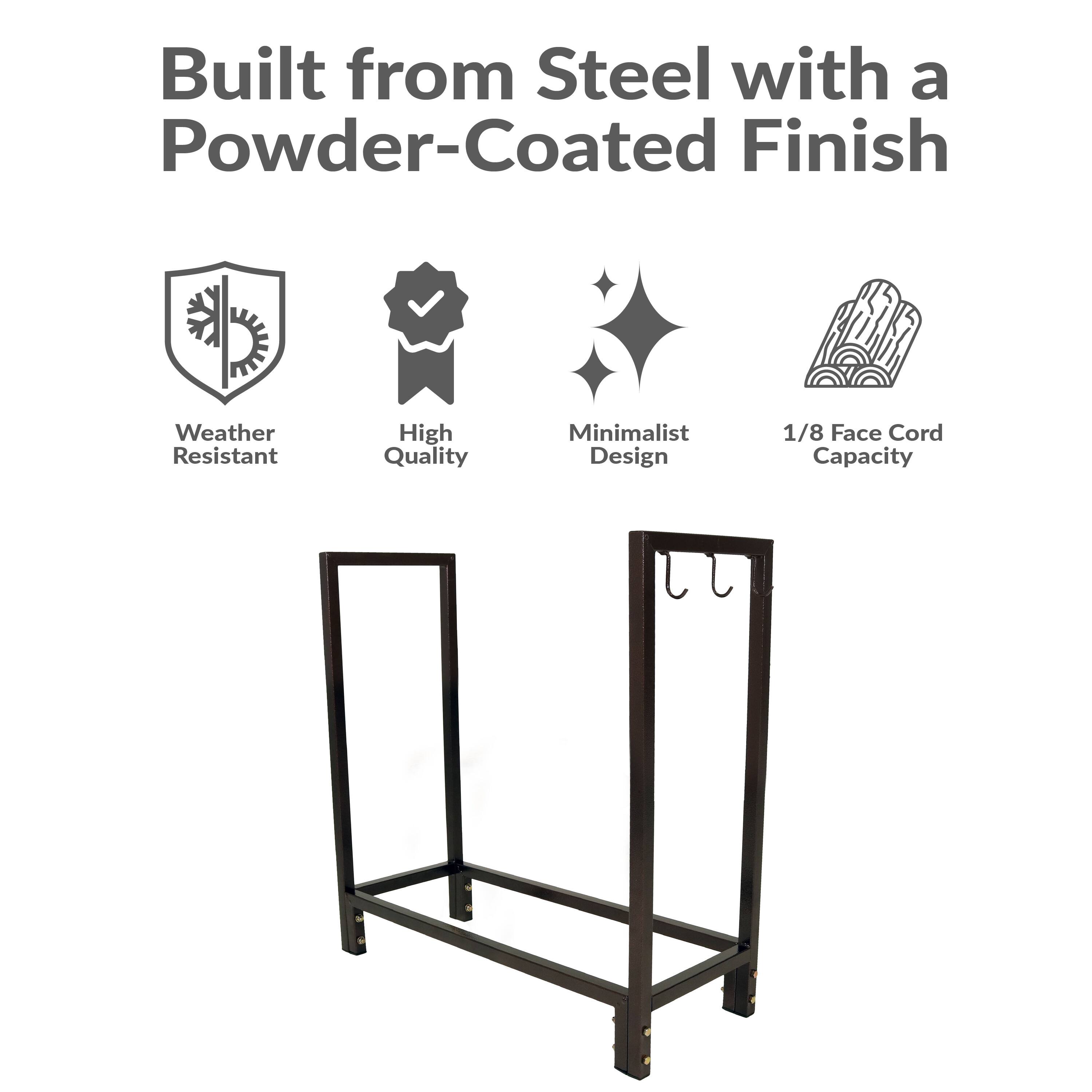 Built from Steel with a Powder-Coated Finish

- Weather Resistant
- High Quality
- Minimalist Design
- 1/8 Face Cord Capacity