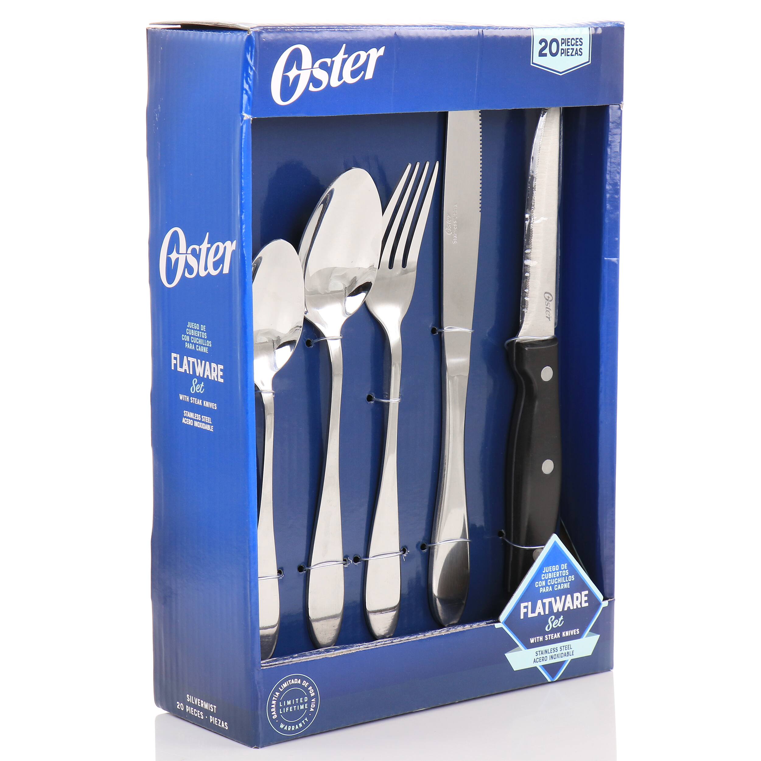 Oster PIECES 20 PIEZAS
Oster M a DON UNaE NEL DIGHLOS DO FLATWARE Set VT STAK 1 - 1 C WTANL I
Oster 20 SUPERMIST MECES PIEZAS LIMITARE D NOA BARANTLA LIWITED VIda LIPETIME FERABERW 28 2 CURIERTOO CUCHICLOS COR CAFRE N FLATWARE Set STEA 1S WITH am STRNLESS NOROHELE KOMO