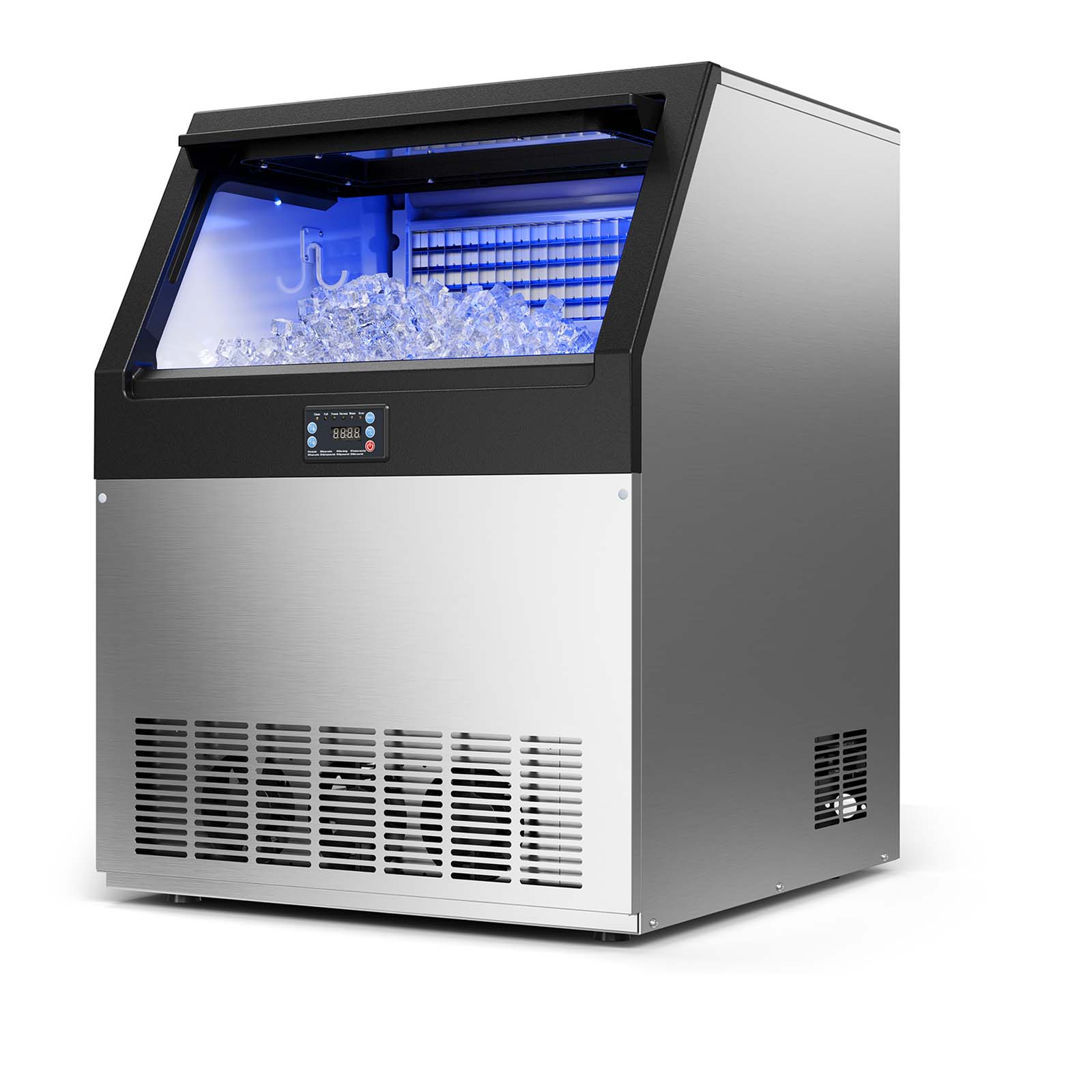 Alt View 4. VEVOR - Commercial Ice Maker Machine, 440 lbs/24h with 85 lbs Storage Capacity, Built-in/Freestanding/Under Counter - Stainless steel color.