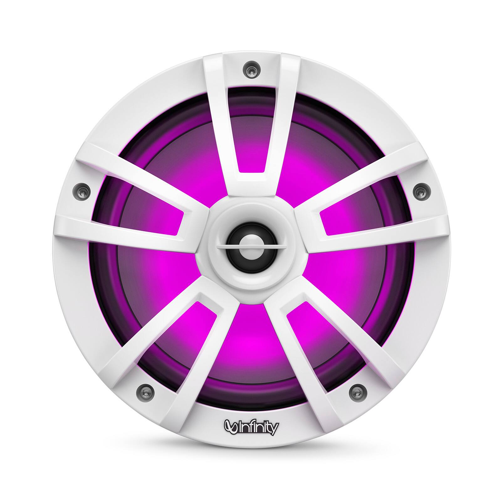 Alt View 3. Infinity - Infinity 822MLW Marine 8 Inch RGB LED Coaxial Speakers - White - Black/Gray.