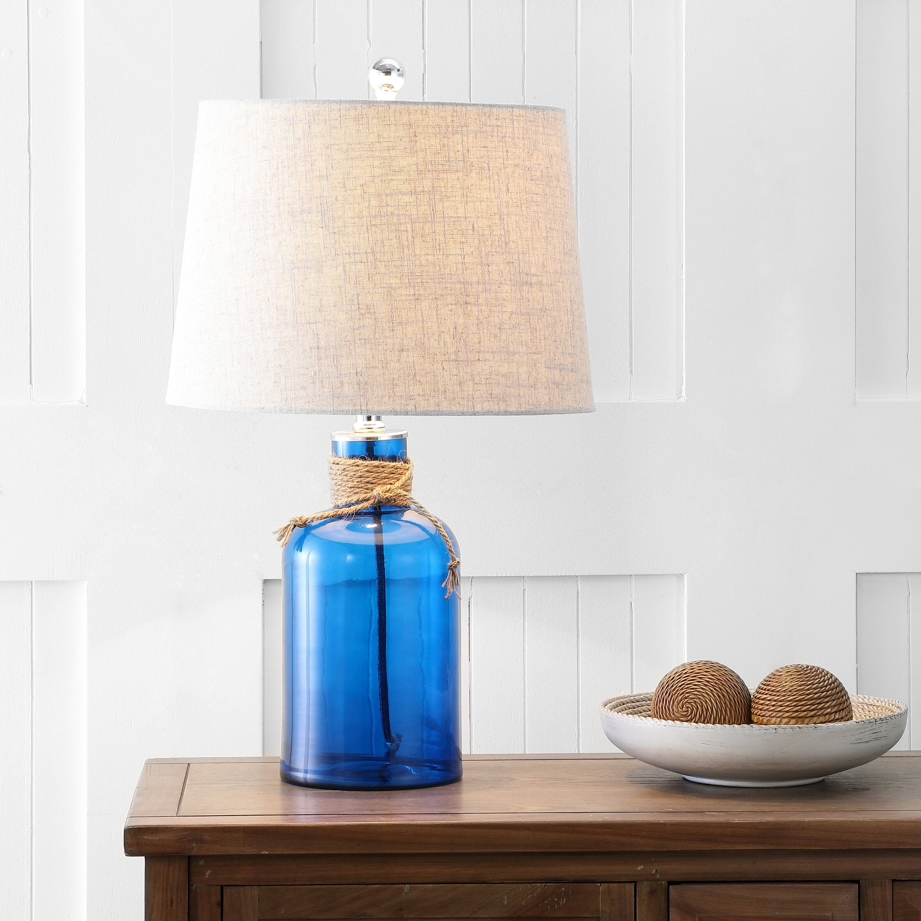 Alt View 1. Jonathan Y - Azure 23.5" Glass Bottle LED Table Lamp, Cobalt/Natural - Cobalt/Natural.
