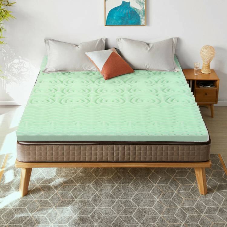 Back. Hivvago - Queen size 3-inch Thick Green Ergonomic Breathable Air Foam Mattress Topper - Green.