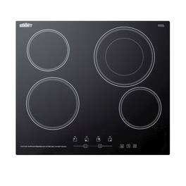 SUMMIT - 24" Wide 230V 4-Burner Radiant Cooktop - Black