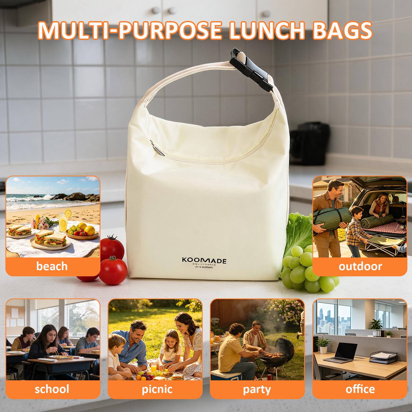 MULTI-PURPOSE LUNCH BAGS

beach
outdoor
school
picnic
party
office