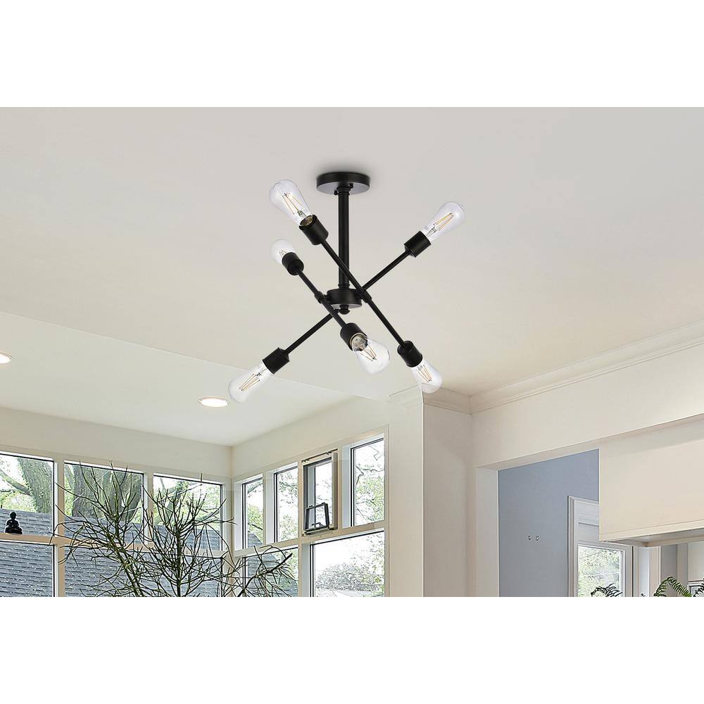Left. Living District - Axel 6 lights black flushmount - Black.
