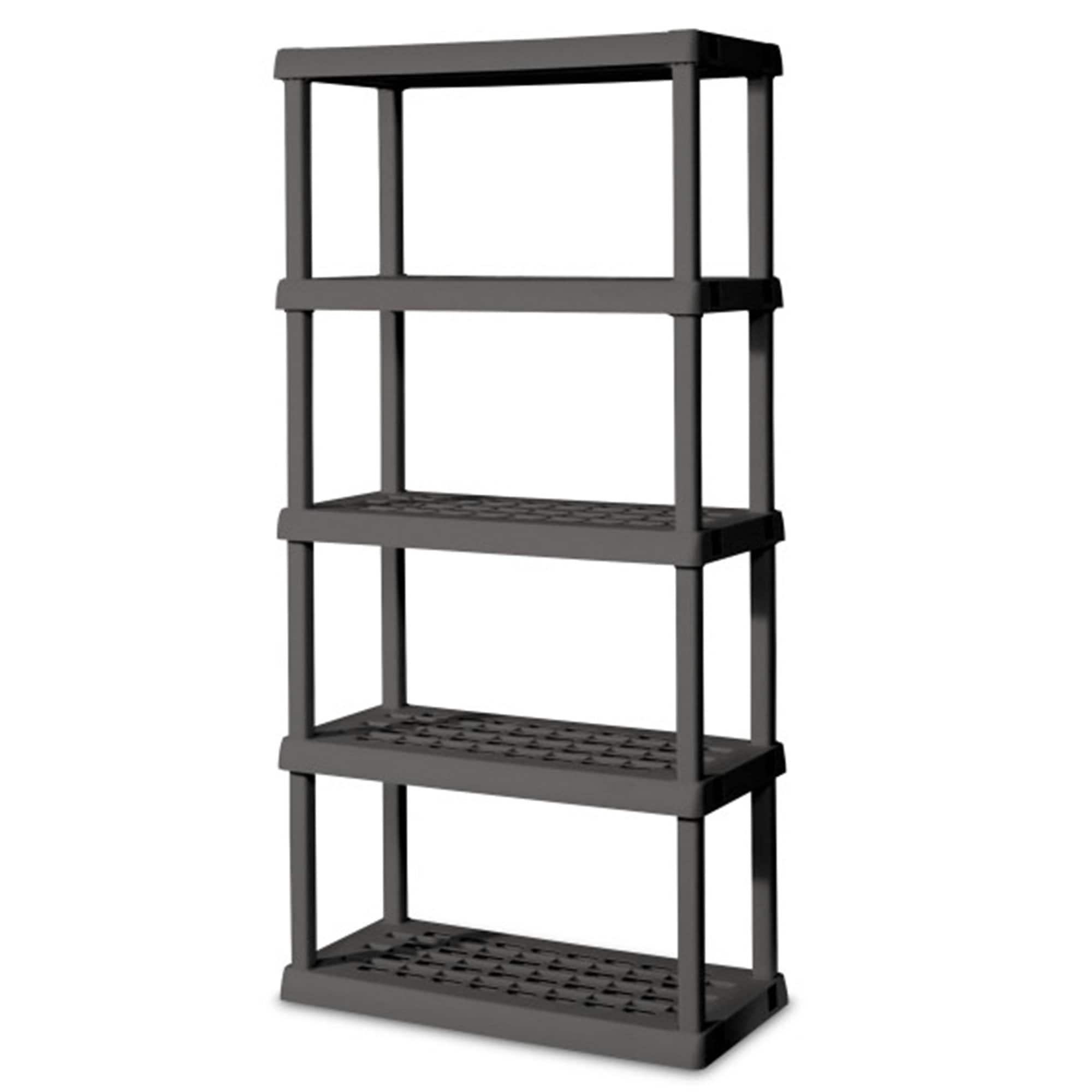 Sterilite - 75.2 Inch Heavy Duty Durable 5 Shelf Ventilated Shelving Unit, 2 Pack - Gray