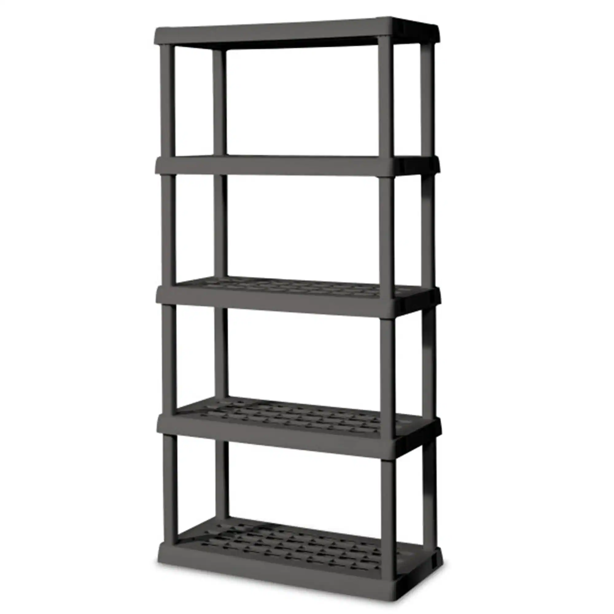 Sterilite - 75.2 Inch Heavy Duty Durable 5 Shelf Ventilated Shelving Unit, 2 Pack - Gray